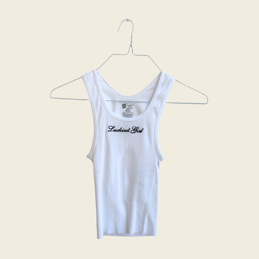 Luckiest Girl | Embroidered Tank